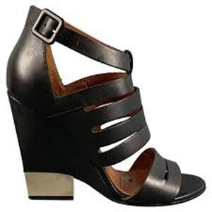 GIVENCHY Strappy Wedge Sandal w Metal Heel Size 7 Sexy Shoes LUXURY